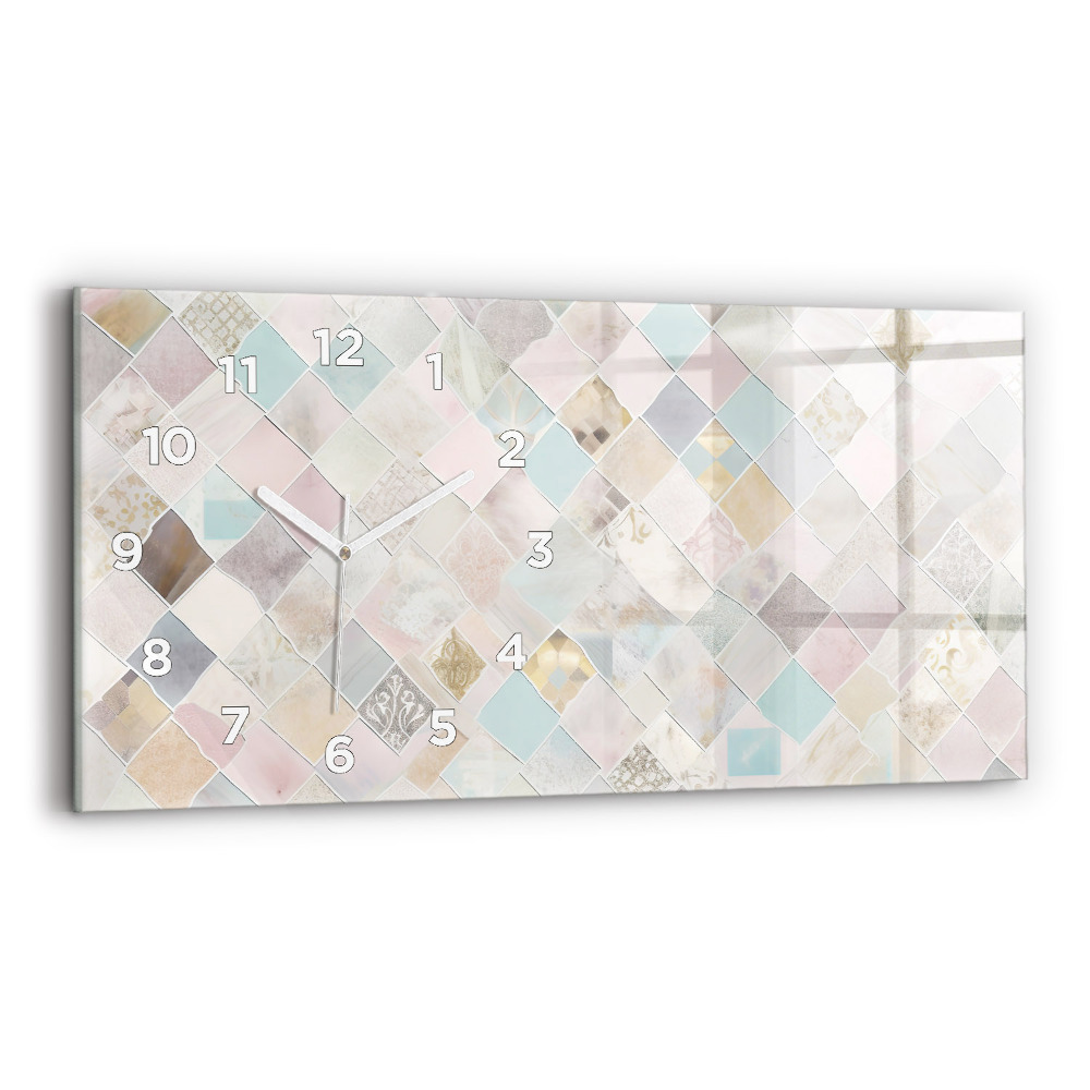 Ceas perete din sticlă orizontale Placi colorate