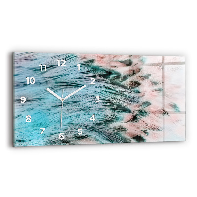 Ceas perete din sticlă orizontale Pene colorate