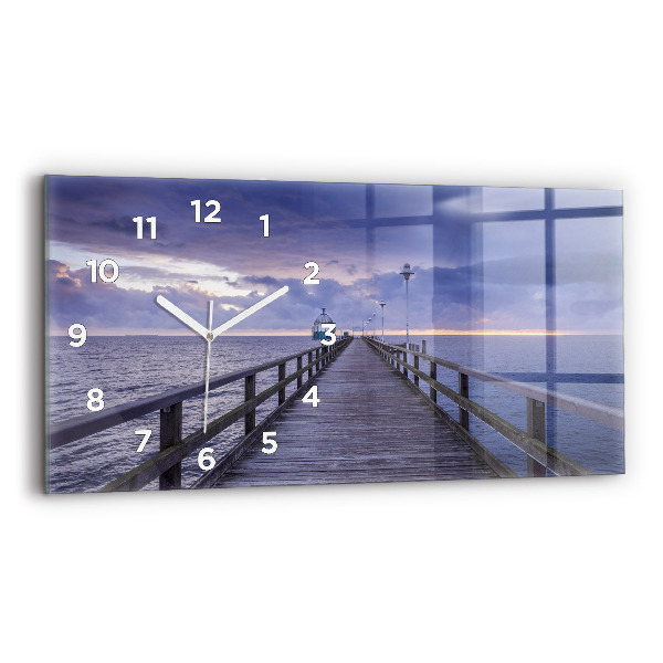 Ceas perete din sticlă orizontale Pier pe Marea Baltică