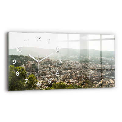 Ceas din sticlă orizontale Vedere Barcelona asupra Montjuic