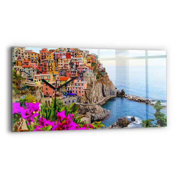 Ceas perete din sticlă orizontale Coasta Cinque Terre