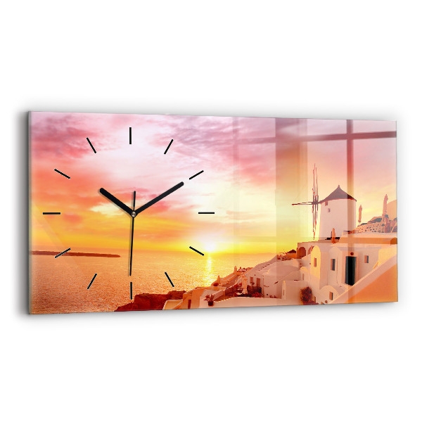Ceas din sticlă orizontale Veche moară de vânt din Santorini