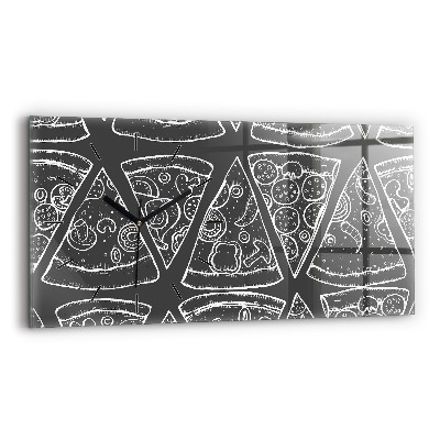 Ceas orizontale de perete din sticlă Pizza pictata