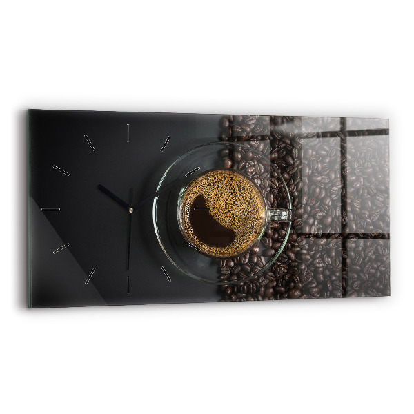 Ceas perete din sticlă orizontale ceașcă de cafea