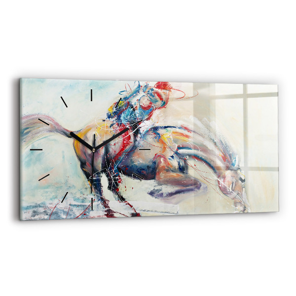 Ceas din sticlă orizontale Ilustrație a cailor în galop