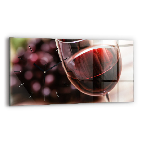 Ceas de sticlă pe perete orizontale Un pahar de vin roșu