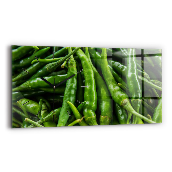 Ceas perete din sticlă orizontale Ardei verde