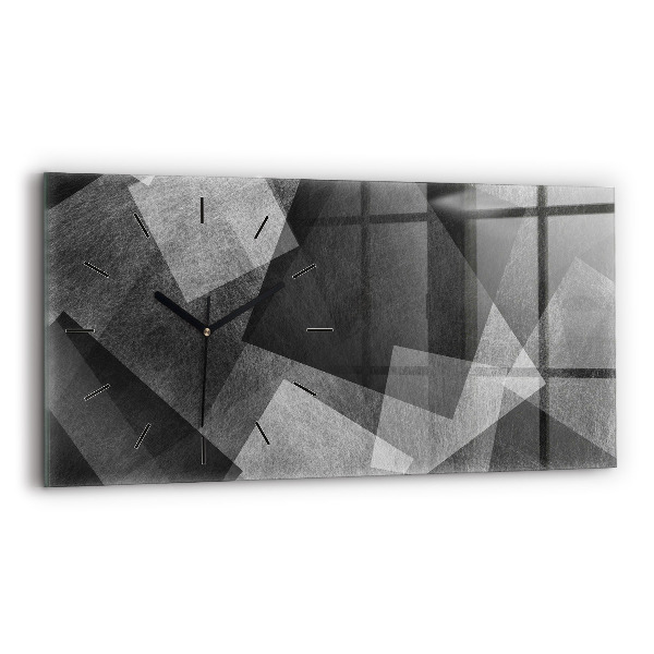 Ceas orizontale de perete din sticlă Abstracția geometrică