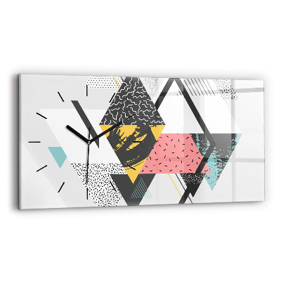 Ceas perete din sticlă orizontale Model geometric
