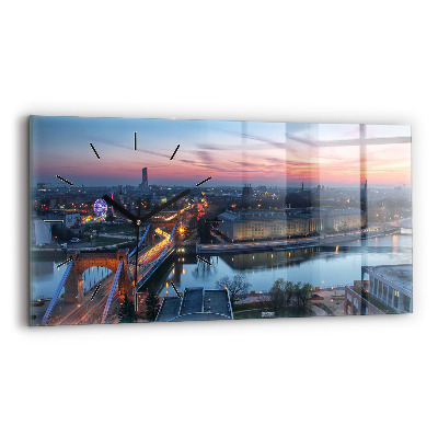 Ceas perete din sticlă orizontale Wrocław dintr-o dronă