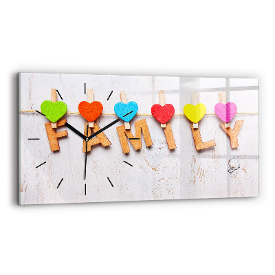 Ceas de sticlă pe perete orizontale Inscripția familiei