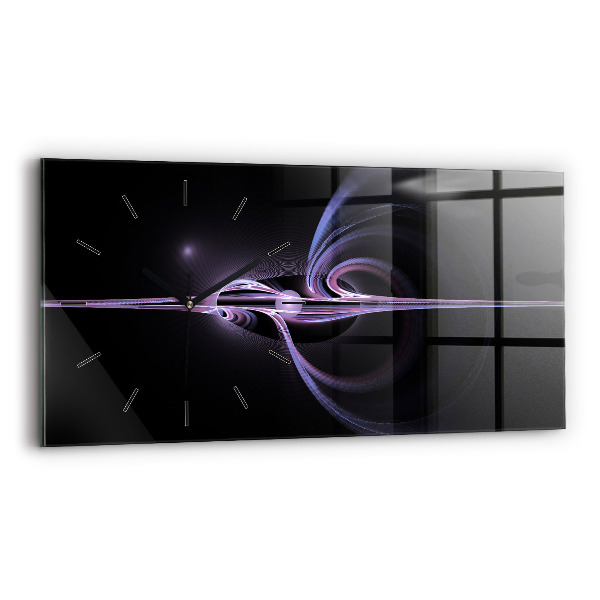 Ceas orizontale de perete din sticlă Abstracție violet