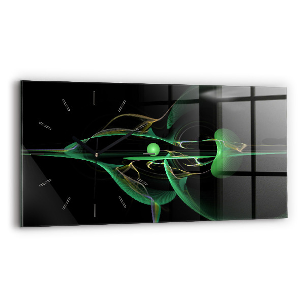 Ceas din sticlă orizontale Abstracția verde