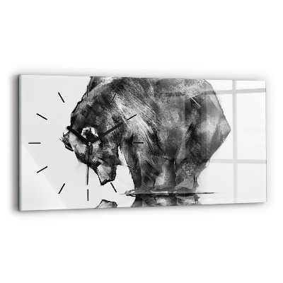 Ceas perete din sticlă orizontale Urs din desene animate