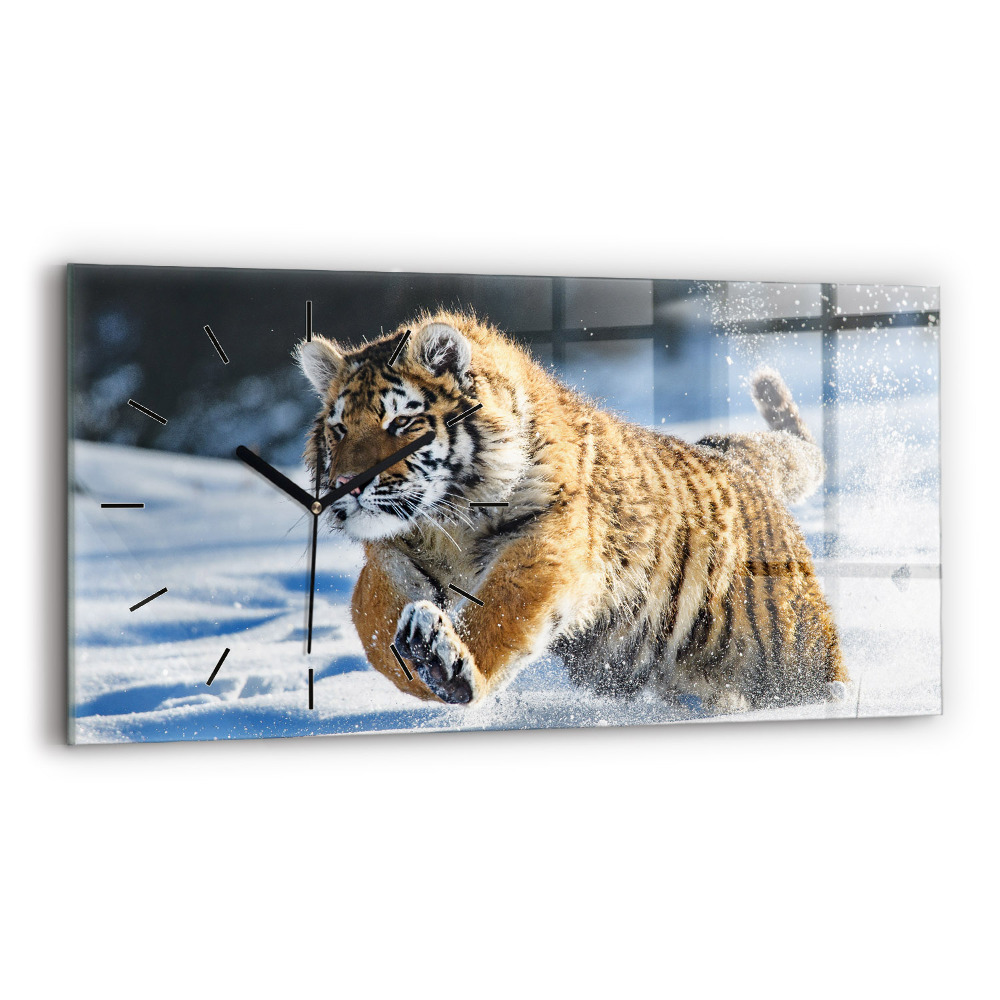 Ceas orizontale de perete din sticlă Un pas curajos înainte