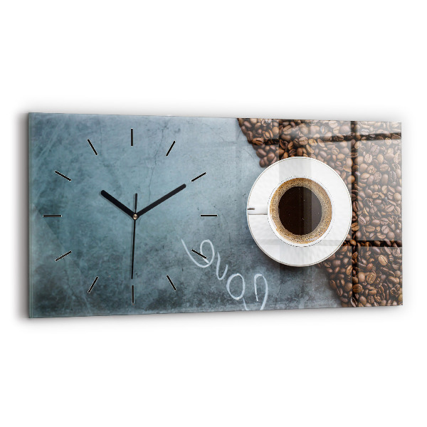 Ceas orizontale de perete din sticlă ceașcă de cafea