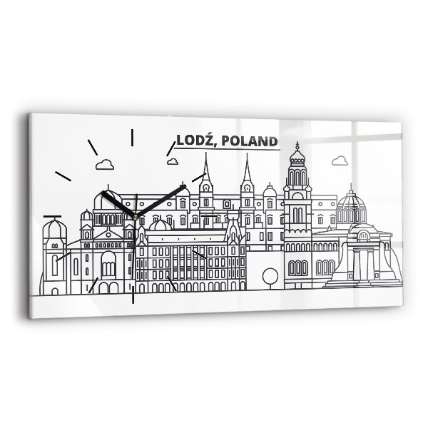 Ceas perete din sticlă orizontale Panorama arhitecturii Łódź