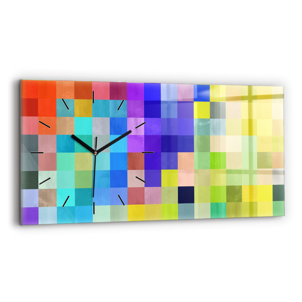Ceas orizontale de perete din sticlă Compoziție pătrată