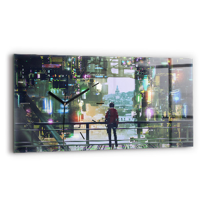 Ceas din sticlă orizontale Cyberpunk