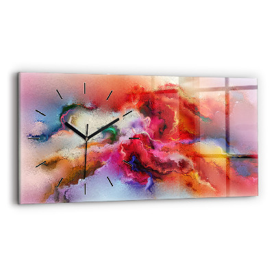Ceas orizontale de perete din sticlă Vopsele vărsate