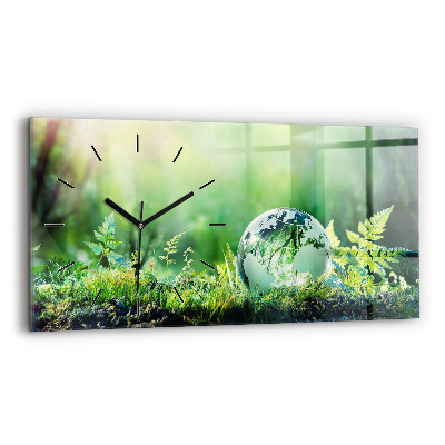 Ceas perete din sticlă orizontale Glob