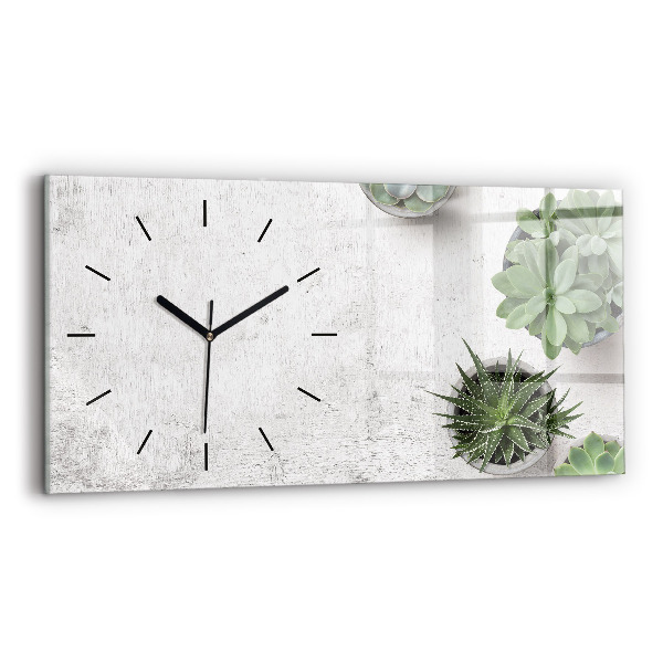 Ceas de sticlă pe perete orizontale Plante decorative