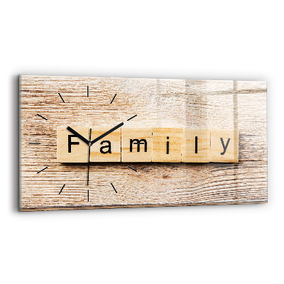 Ceas de sticlă pe perete orizontale Inscripția familiei