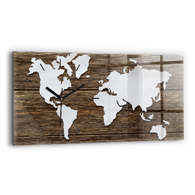 Ceas perete din sticlă orizontale Harta lumii pe panouri