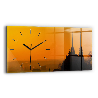 Ceas orizontale de perete din sticlă Vedere asupra Catedralei din Brno