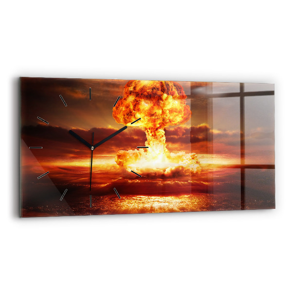 Ceas perete din sticlă orizontale Explozia unei bombe atomice