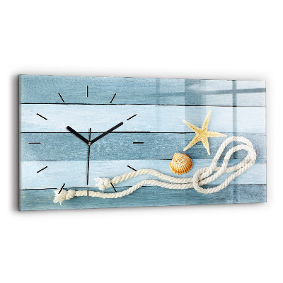 Ceas perete din sticlă orizontale Scânduri în dungi și un papion