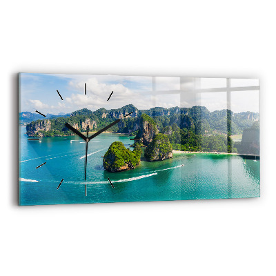 Ceas orizontale de perete din sticlă Insula din Thailanda