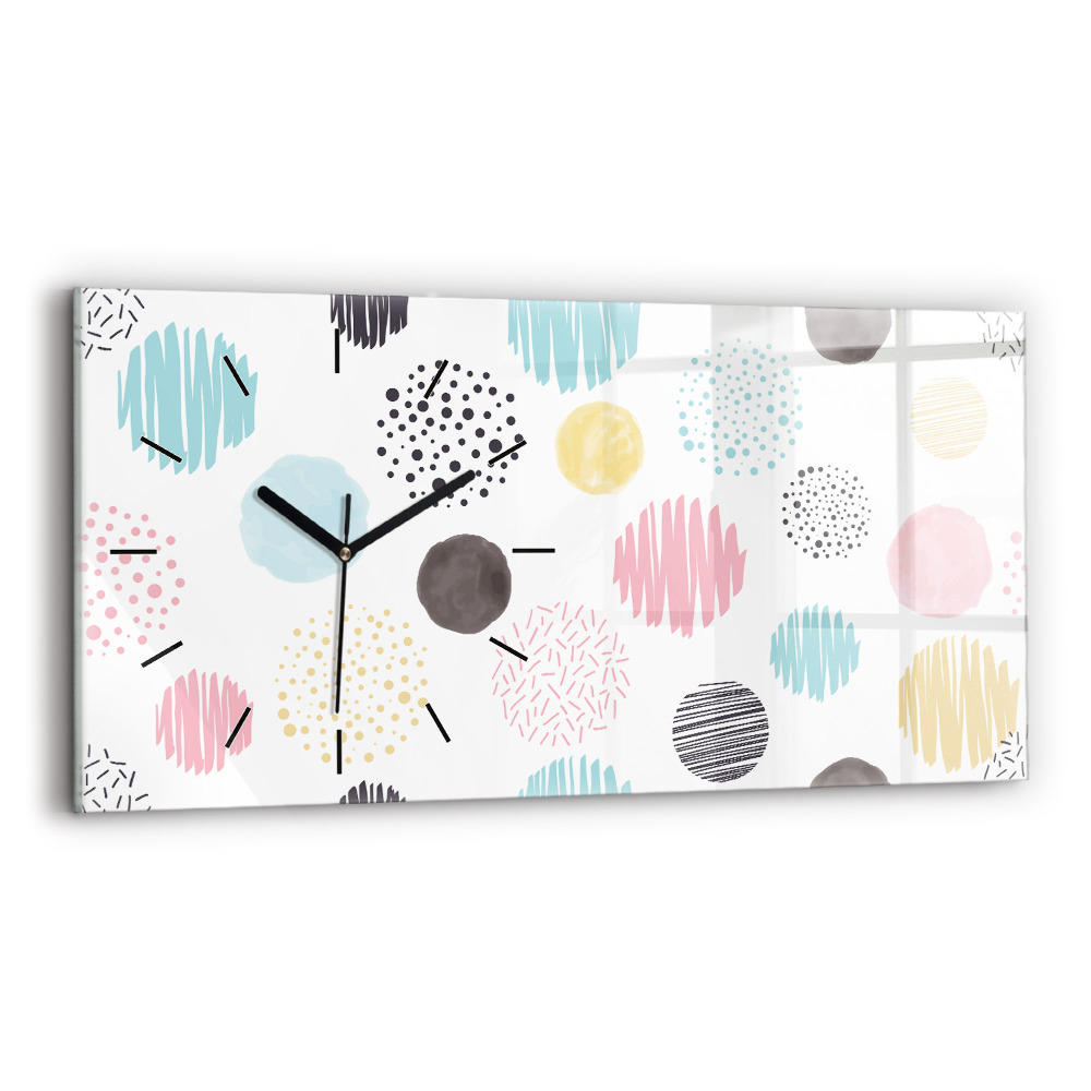 Ceas de sticlă pe perete orizontale Model geometric