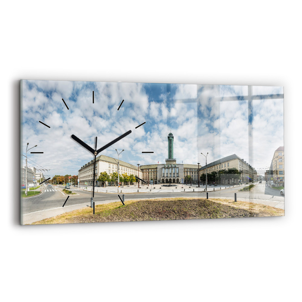 Ceas de sticlă pe perete orizontale Panorama orasului Ostrava