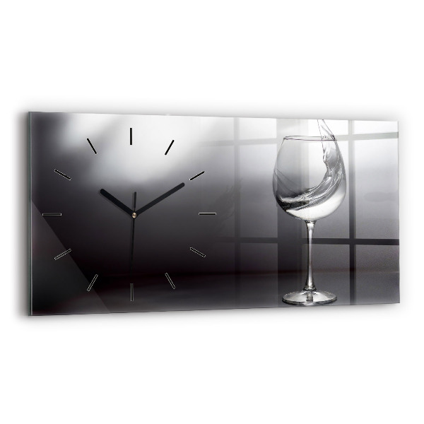 Ceas perete din sticlă orizontale Pahar de vin