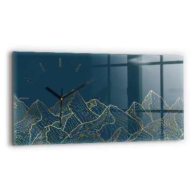 Ceas orizontale de perete din sticlă Schiță a munților