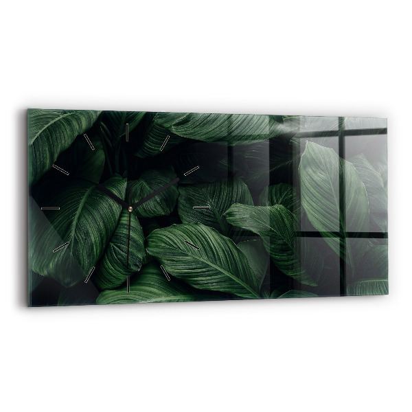 Ceas perete din sticlă orizontale Monstera tropicală