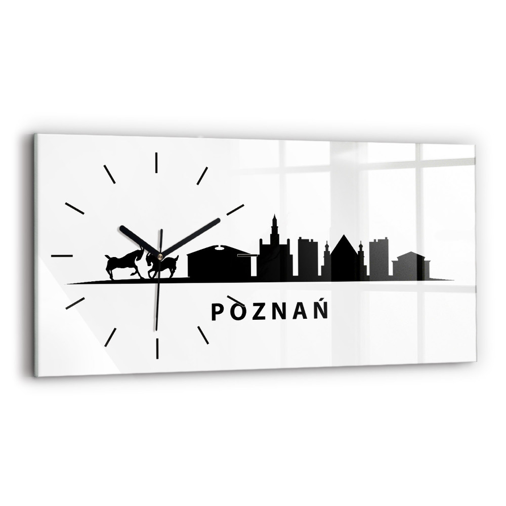 Ceas orizontale de perete din sticlă Grafică panoramică Poznań