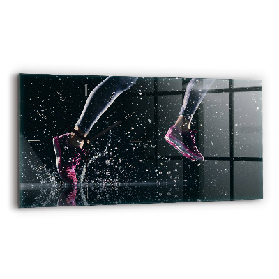 Ceas perete din sticlă orizontale Stil de viață sănătos și alergare