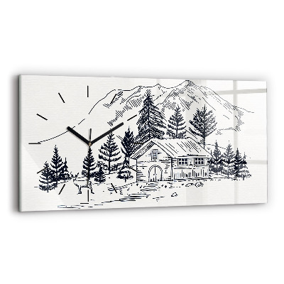 Ceas perete din sticlă orizontale Oraș de desene animate