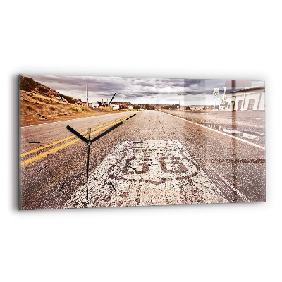 Ceas perete din sticlă orizontale Route 66 SUA