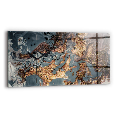 Ceas orizontale de perete din sticlă Marmură Artă Abstractă
