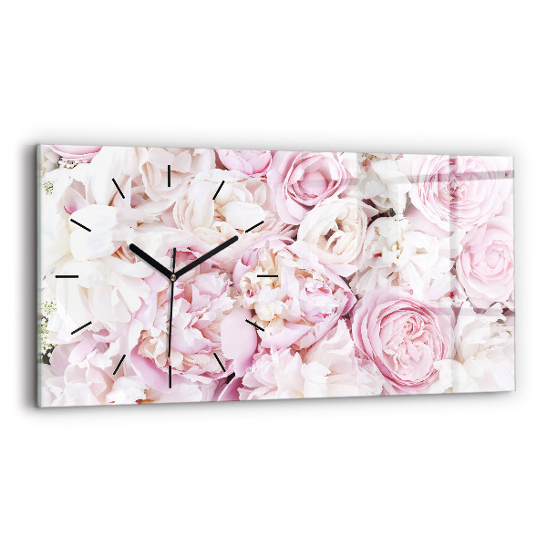 Ceas perete din sticlă orizontale Flori decorative