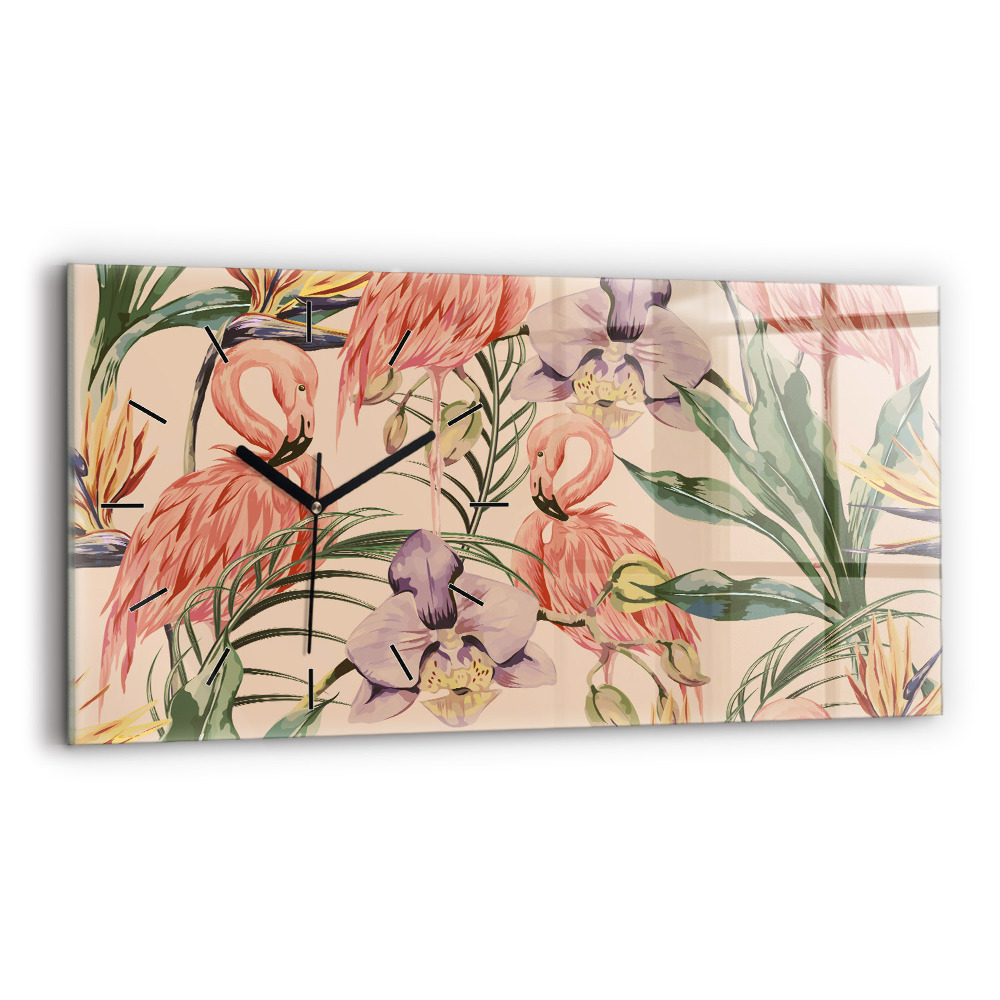 Ceas din sticlă orizontale Frunze de palmier tropical