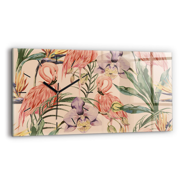 Ceas din sticlă orizontale Frunze de palmier tropical