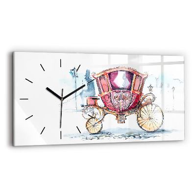 Ceas orizontale de perete din sticlă Trăsura antică a reginei