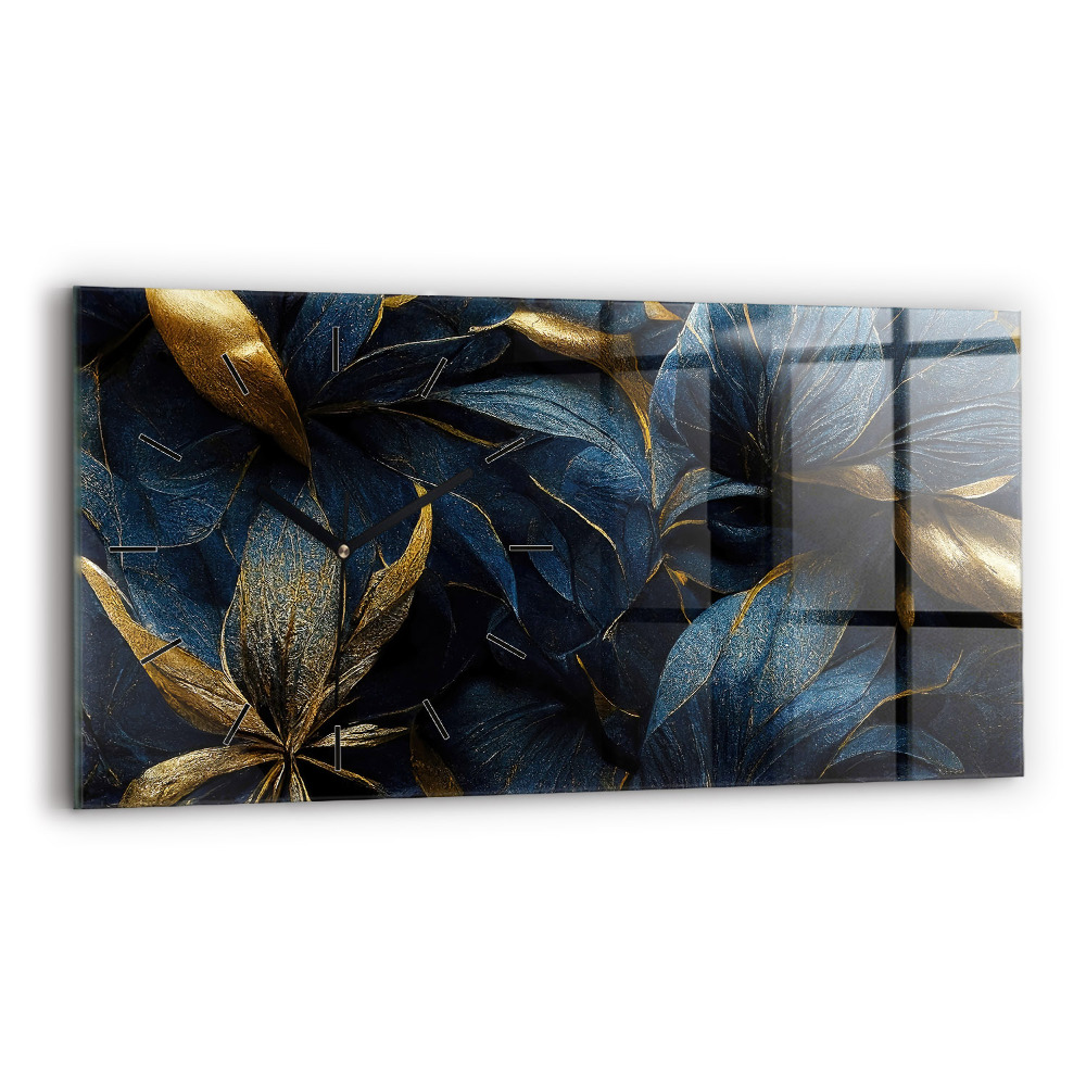 Ceas perete din sticlă orizontale Flori decorative