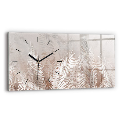 Ceas perete din sticlă orizontale Frunze tropicale