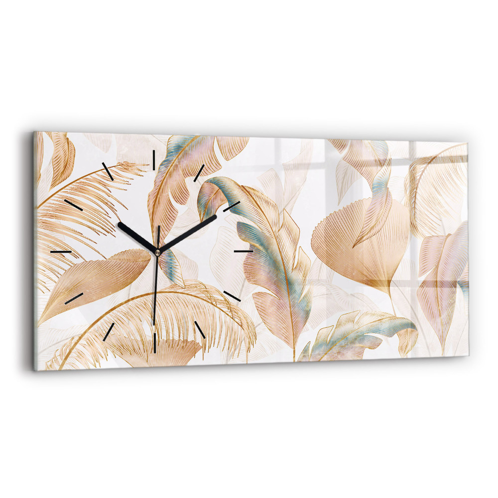 Ceas de sticlă pe perete orizontale Natura frunze model