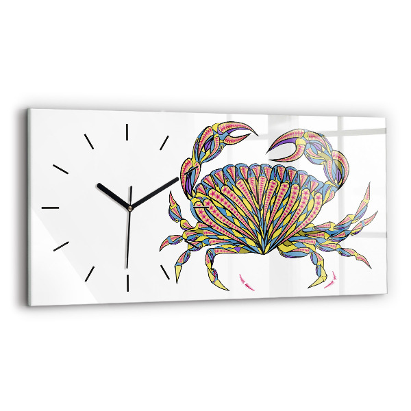 Ceas perete din sticlă orizontale Crab etnic